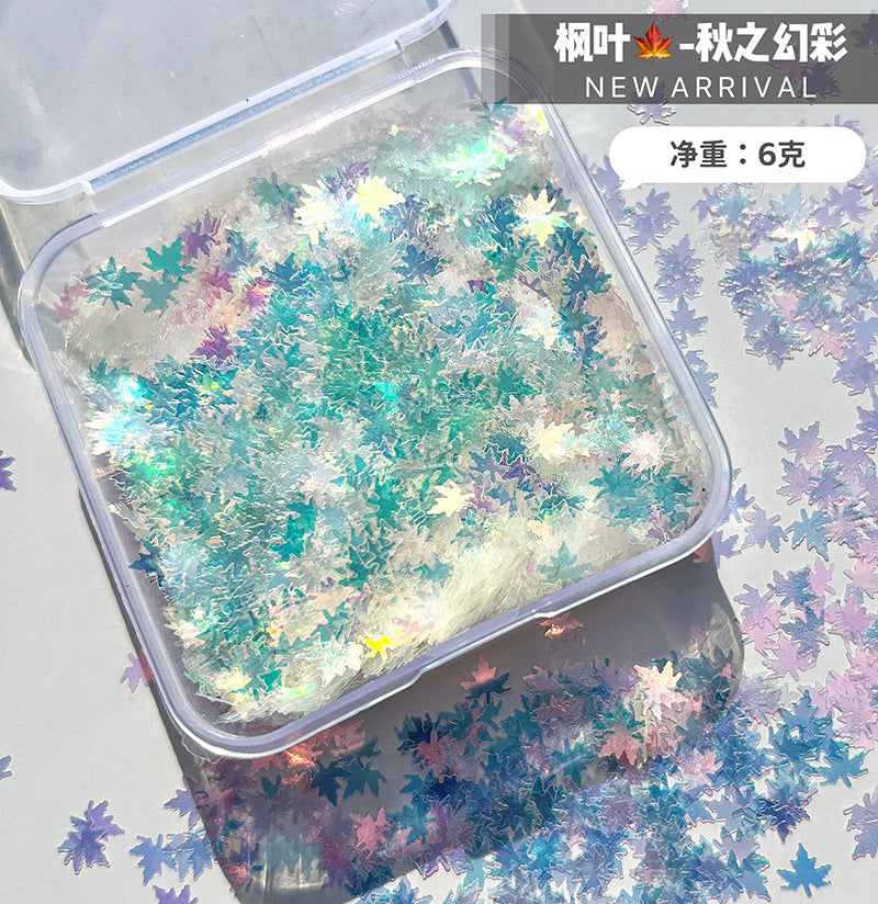 Wholesale Diy Handmade Glue Maple Leaf Sequins Hemp Material Special-shaped Decorative Glitter Powder Production Materials